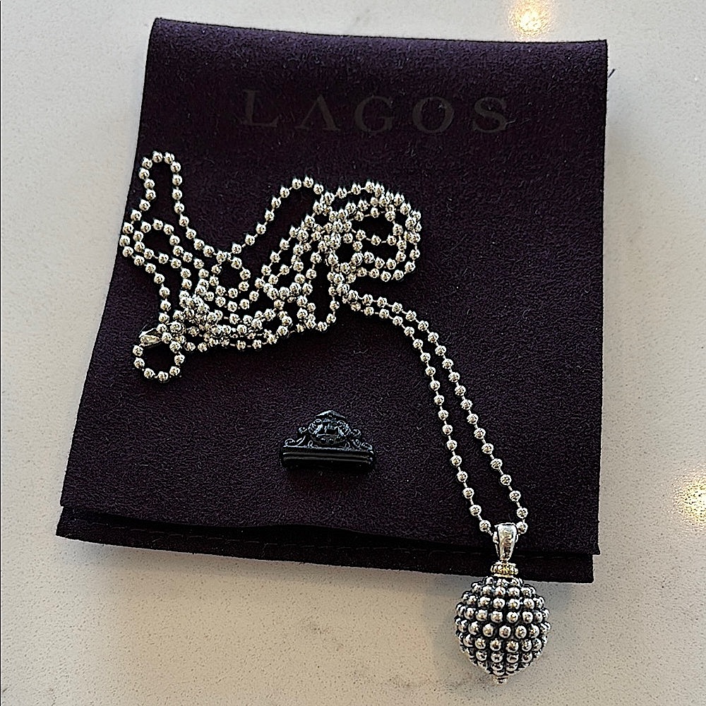 LAGOS Silver Beaded Sphere Necklace with gold detail